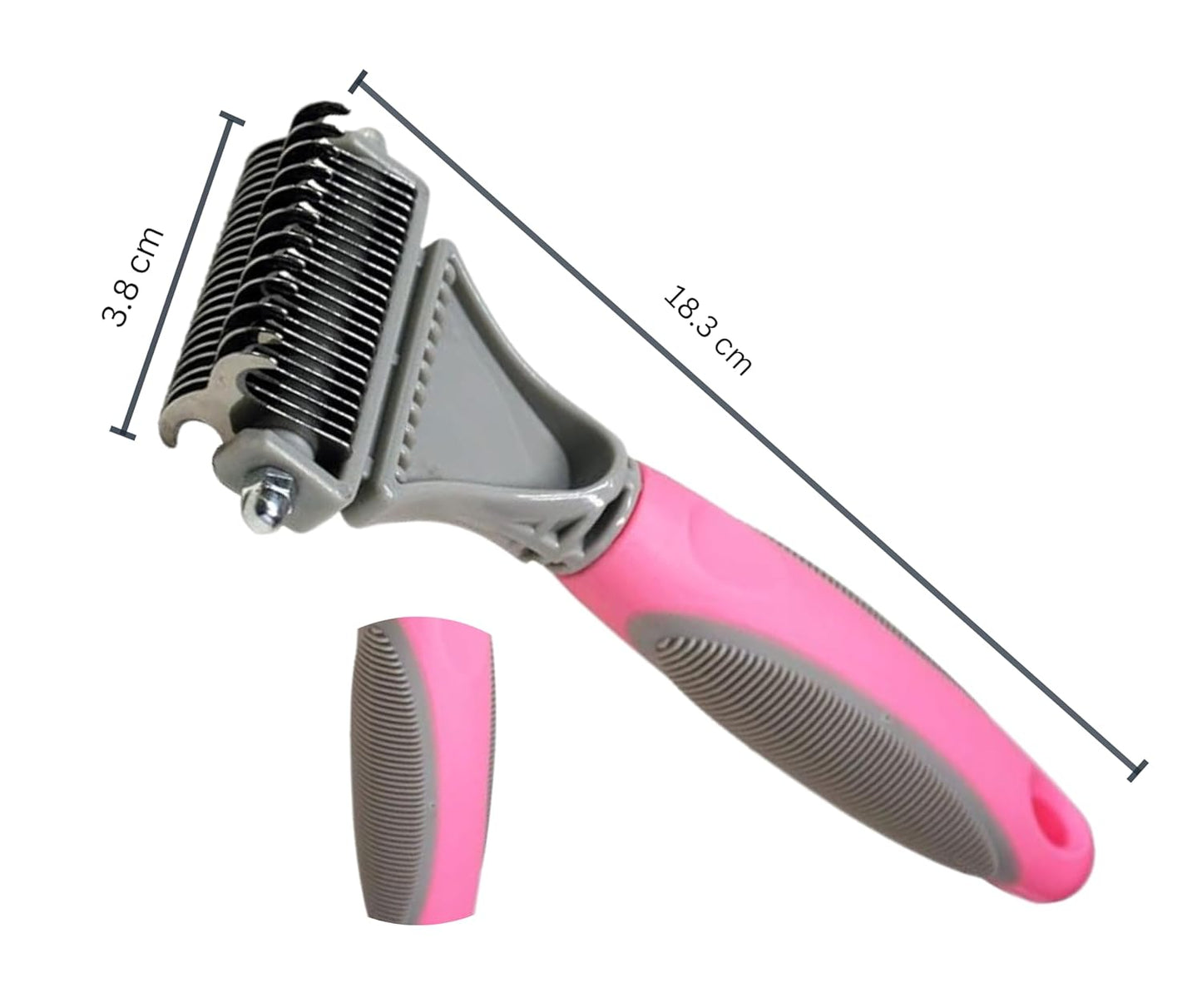 3-in 1 Dog & Cat Grooming Supplies- Self-cleaning Slicker Brush, Deshedding Rake Comb, And Finger Toothbrush For Dogs & Cats | Perfect For Pet Grooming Kit, Dematting And Dental Tool (pink)