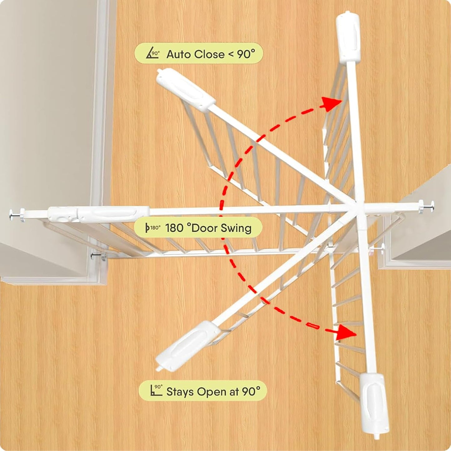 Walk Through Baby & Dog Gate 29-38.5 Inch, Pressure Mounted No Drilling, Adjustable Indoor Safety Gate for Stairs & Doorways - Metal Design for Kids and Pets, White