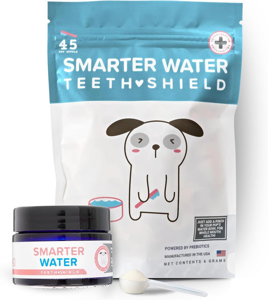 Dog Breath Freshener Powder for Water – Cat & Dog Dental Care Water Additive, Natural Plaque & Tartar Remover, Bad Breath Eliminator, Easy No-Brush Oral Hygiene – 45 Servings, Vet Recommended