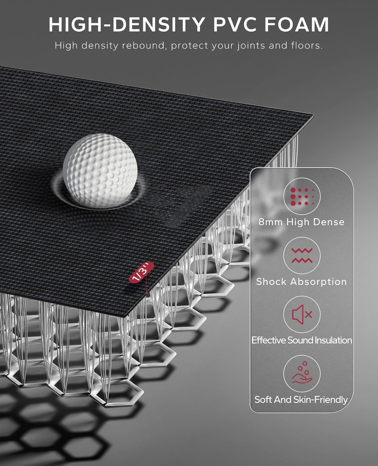 HAPBEAR Extra Large Exercise Mat-7'x5'/6'x8'/6'x9'/6'x10'/6'x12'x8mm(1/3 inch),Non-Slip, Ultra Durable, Thick Workout Mats for Home Gym Flooring Cardio, Yoga Mats for Fitness, High-Density Exercise Mat, Shoes-Friendly