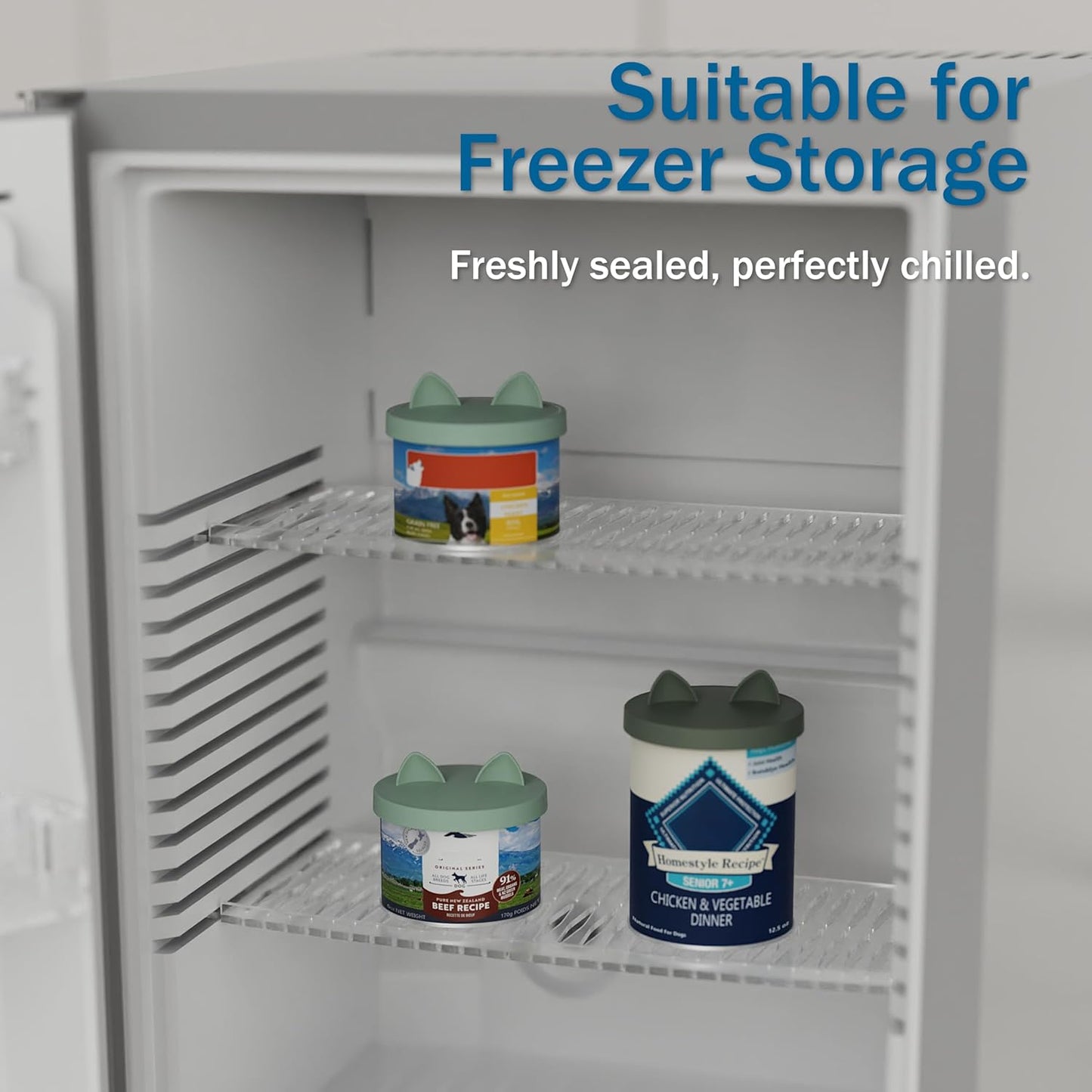 OHMO 2 Pack Pet Food Can Lids, (12.5-14oz) BPA Free Silicone Covers for Cat and Dog Food Cans, Camo&Light Green