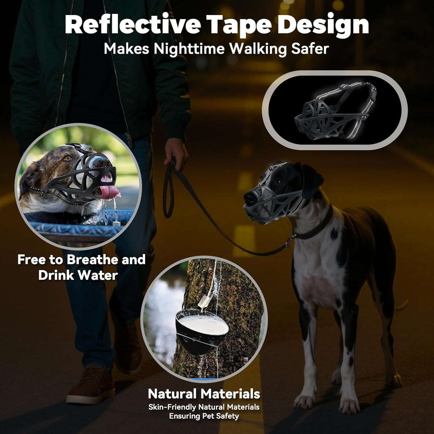 Dog Muzzle for Large Dogs, Medium and X-Large Aggressive Dog, Breathable Basket Muzzles, Suitable for Grooming Trimming Training, Allows Panting Drinking (Black, S)