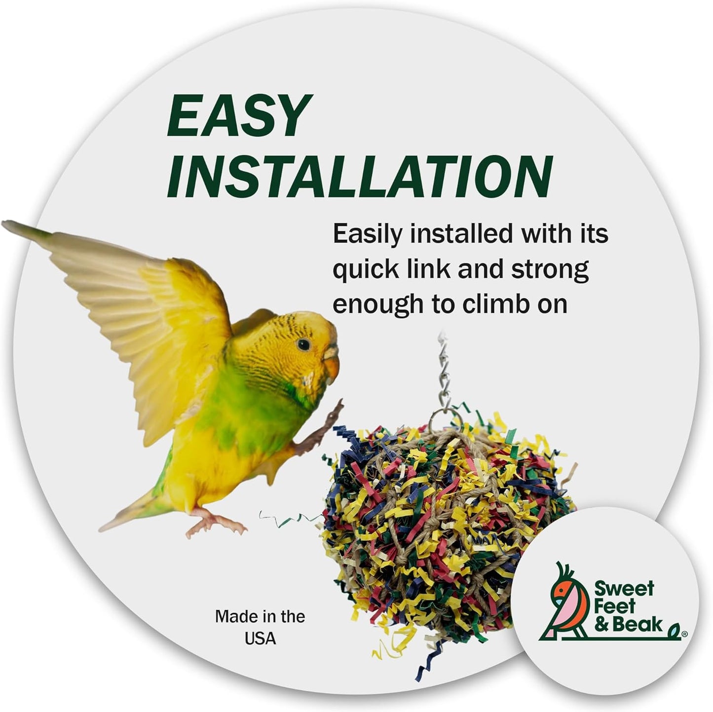 Super Shredder Ball - Bird Cage Accessories to Keep Your Bird Busy Foraging for Hidden Treasures - Non-Toxic, Easy to Install Bird Foraging Toys for Large Sized Birds - 7 Inch