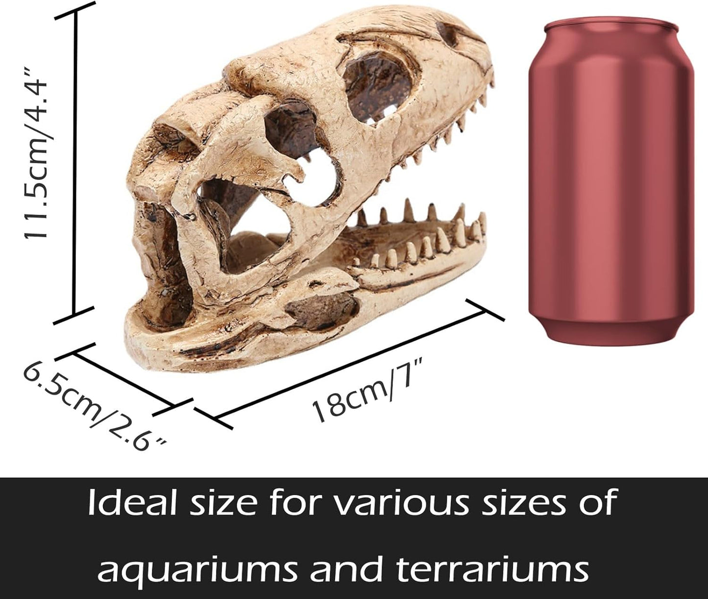 Dinosaur Animal Skull Aquarium Large Décor Cave Decorations Fish Hideout Tank Betta Tarantula Reptile Snake for Terrarium Decor Ornament Bones Halloween