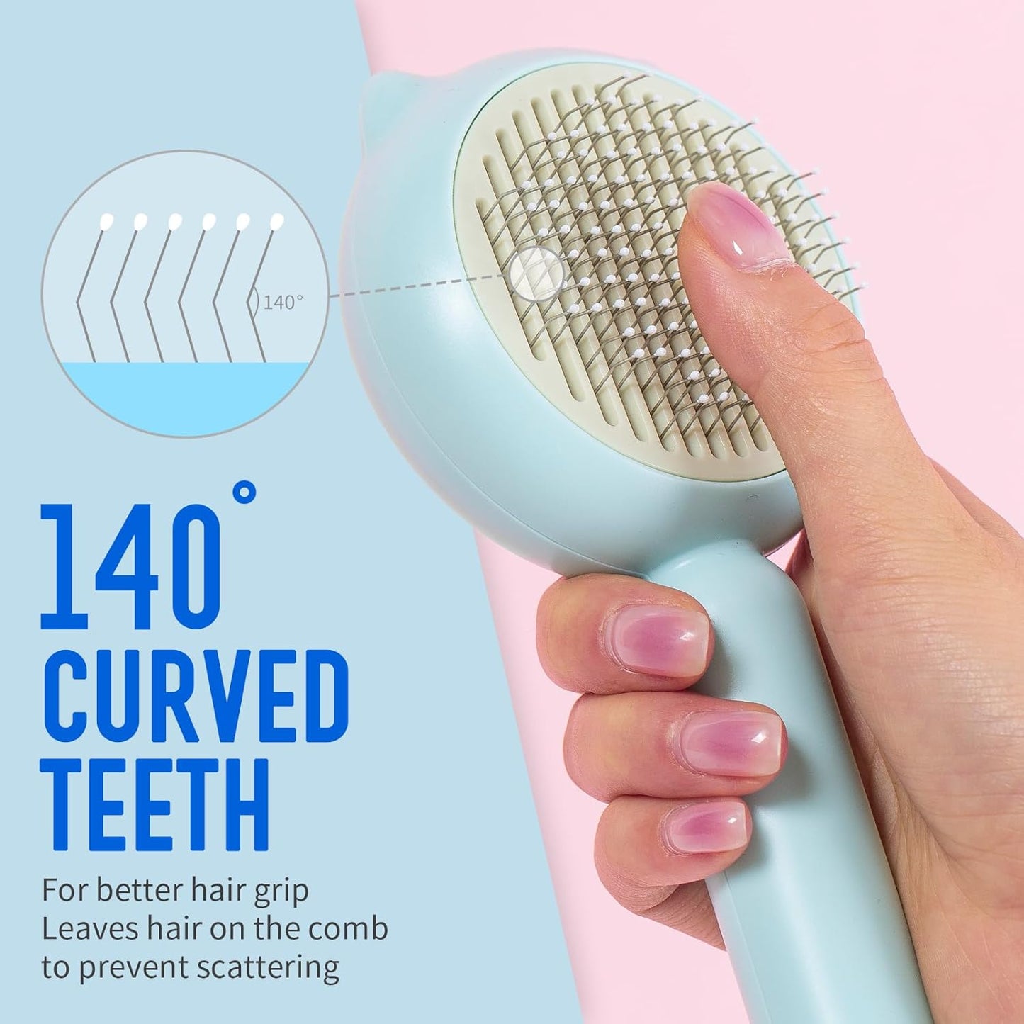 Cat Brush Dog brushes with Release Button for Shedding Grooming, suit for Long or Medium Haired Cats, Lightweight Skin Friendly Pet Brush Hair Removal Comb Brushes for Kitten