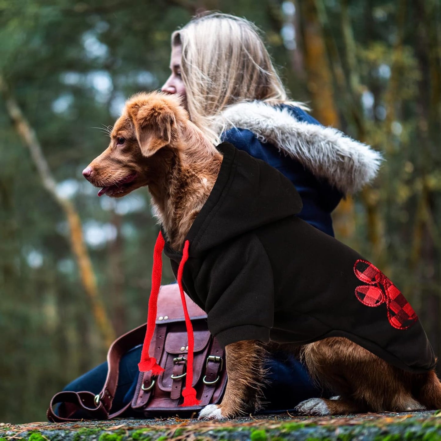 SAWMONG Dog Hoodie,Flannel Pet Hooded Sweater with Hat Puppy Pullover Sweater Shirt,Dog (Black,L)