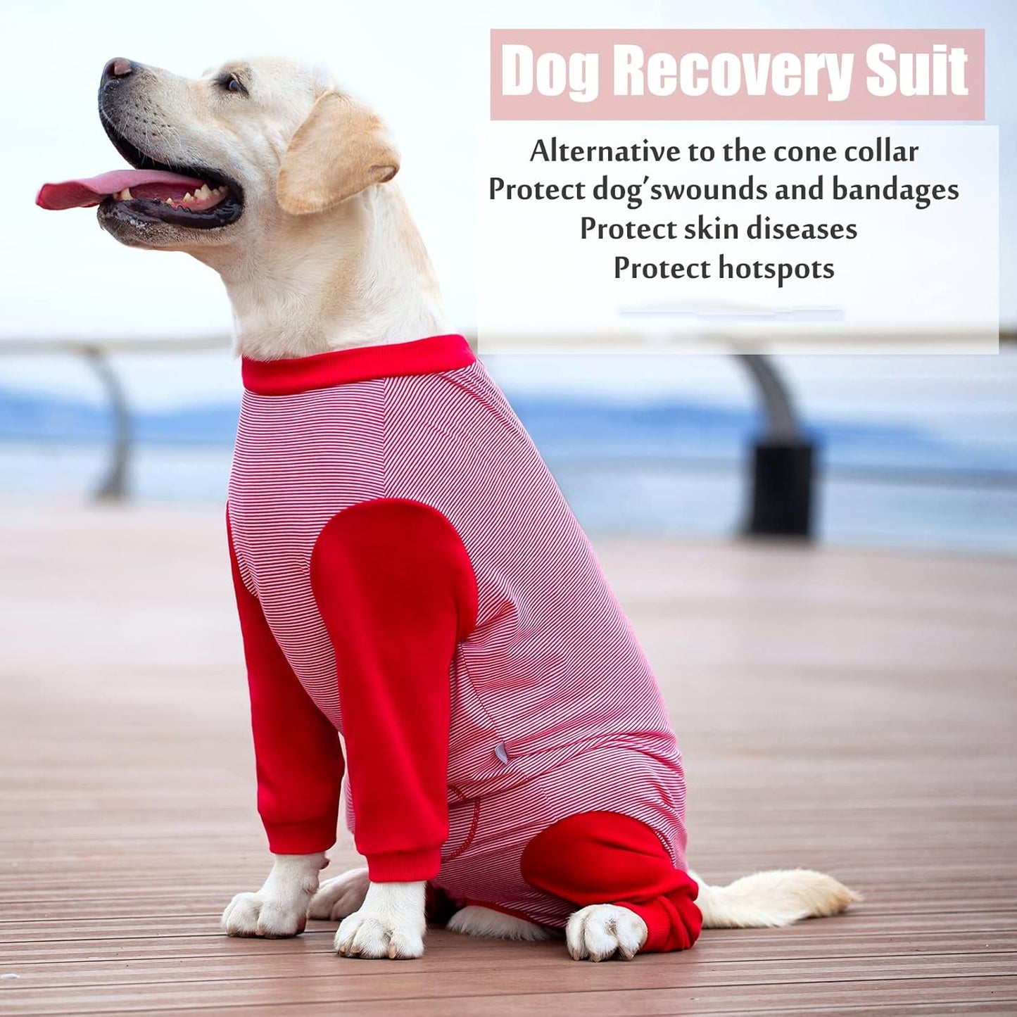 Yeapeeto Dog Onesie Surgery Recovery Suit for Large Medium Bodysuit Dogs Pajamas PJS Full Body for Shedding, Prevent Licking, Wound Protection, Cone Alternative (3XL, Red)