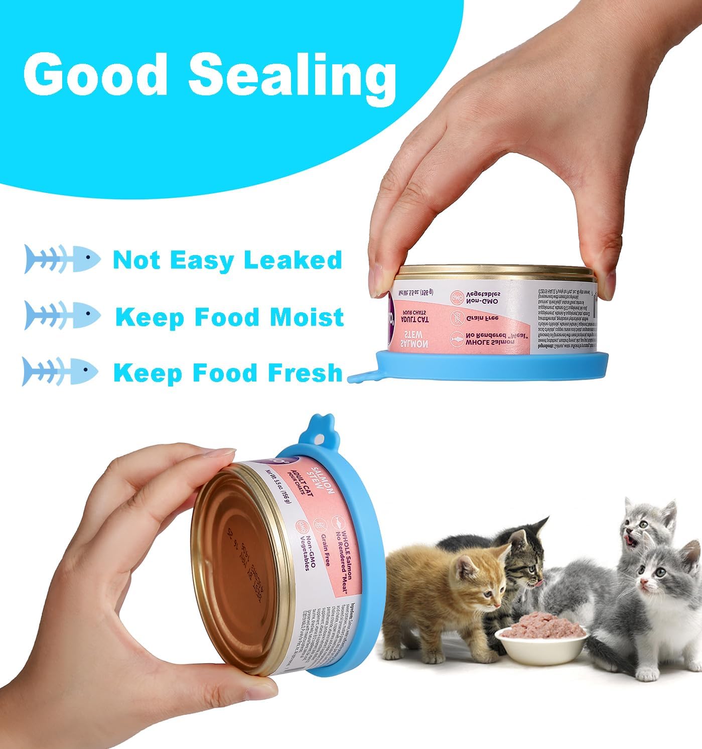 COMTIM Cat Food Can Covers Lids for 5.5 oz Cans, 2 Pack Silicone Cat Food Can Lids for 5.5 oz 5.3 oz Cans...Pet Food Can Covers Reusable Can Toppers Savers for Wet Food
