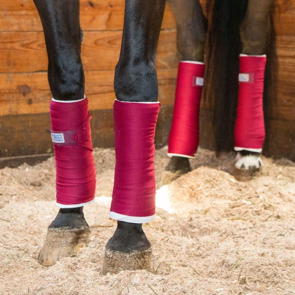Dura-Tech Standing Wraps for Horses | Color Burgundy | Optimal Comfort & Support | Ideal for Post-Exercise & Trailering | Right Tension Application | Secure Closure