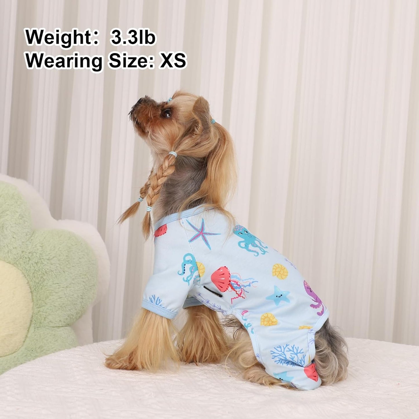 Dog Pajamas Pjs Dog Clothes for Small Dogs Girl - Boy - Medium Size Dogs, Soft Stretchy Puppy Clothes Doggie Onesies Cat Pet Jammies Outfit for Chihuahua Yorkie(Octopus Blue, Small)