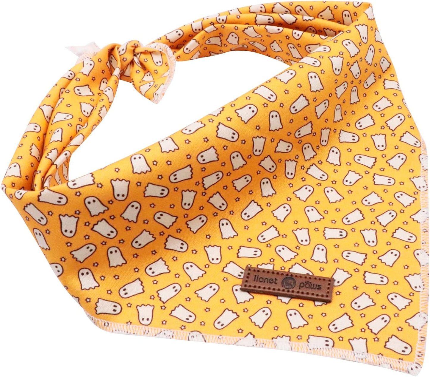 Lionet Paws Halloween Dog Bandana,Fabric Ghost Dogs Kerchief for Small Medium Dogs,Dog Cotton Triangle Bibs Scarf for Girl Boy