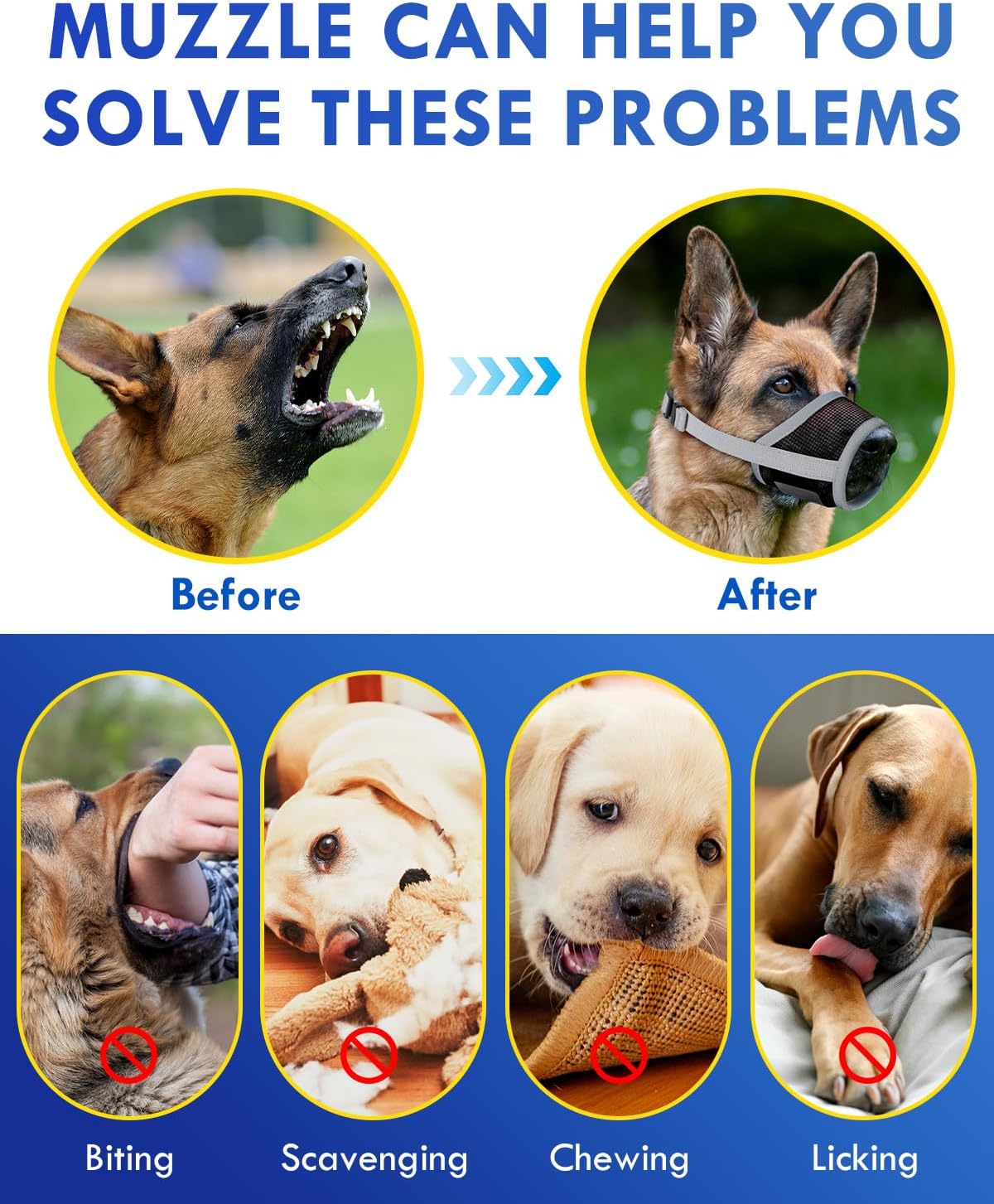 Dog Muzzle, Soft Air Mesh Muzzle for Small Medium Large Dogs Anti Biting Barking Chewing, Breathable Drinkable Adjustable Loop Pets Muzzle for German Shepherd Husky Labrador Retriever (Grey,M)