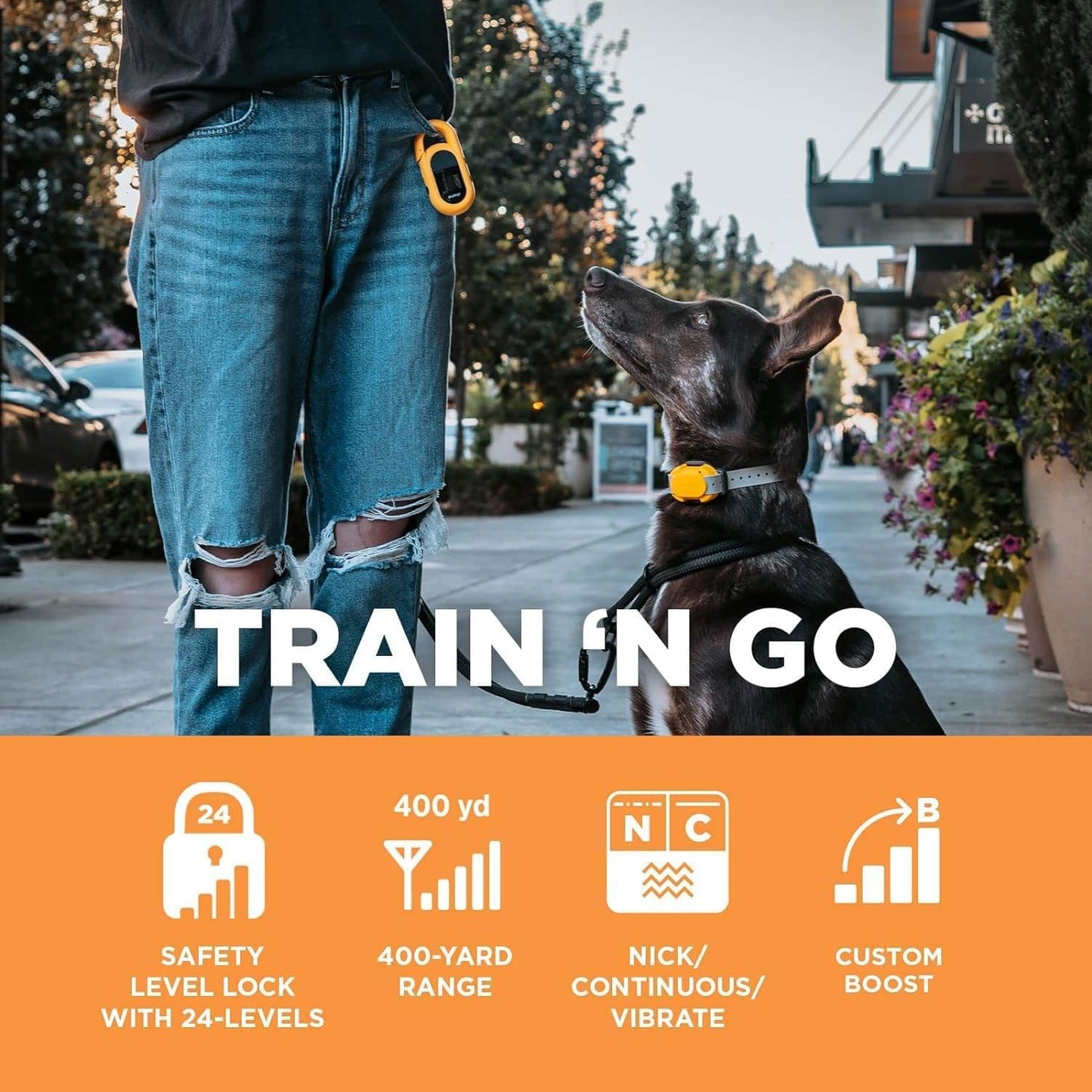 Dogtra CUE Yellow – E-Collar for Dogs Training Collar with Remote – Training Made Easy for Everyday Dog Owners – Gentle Vibration, Custom Boost, Waterproof, Rechargeable, 400-Yard Range System