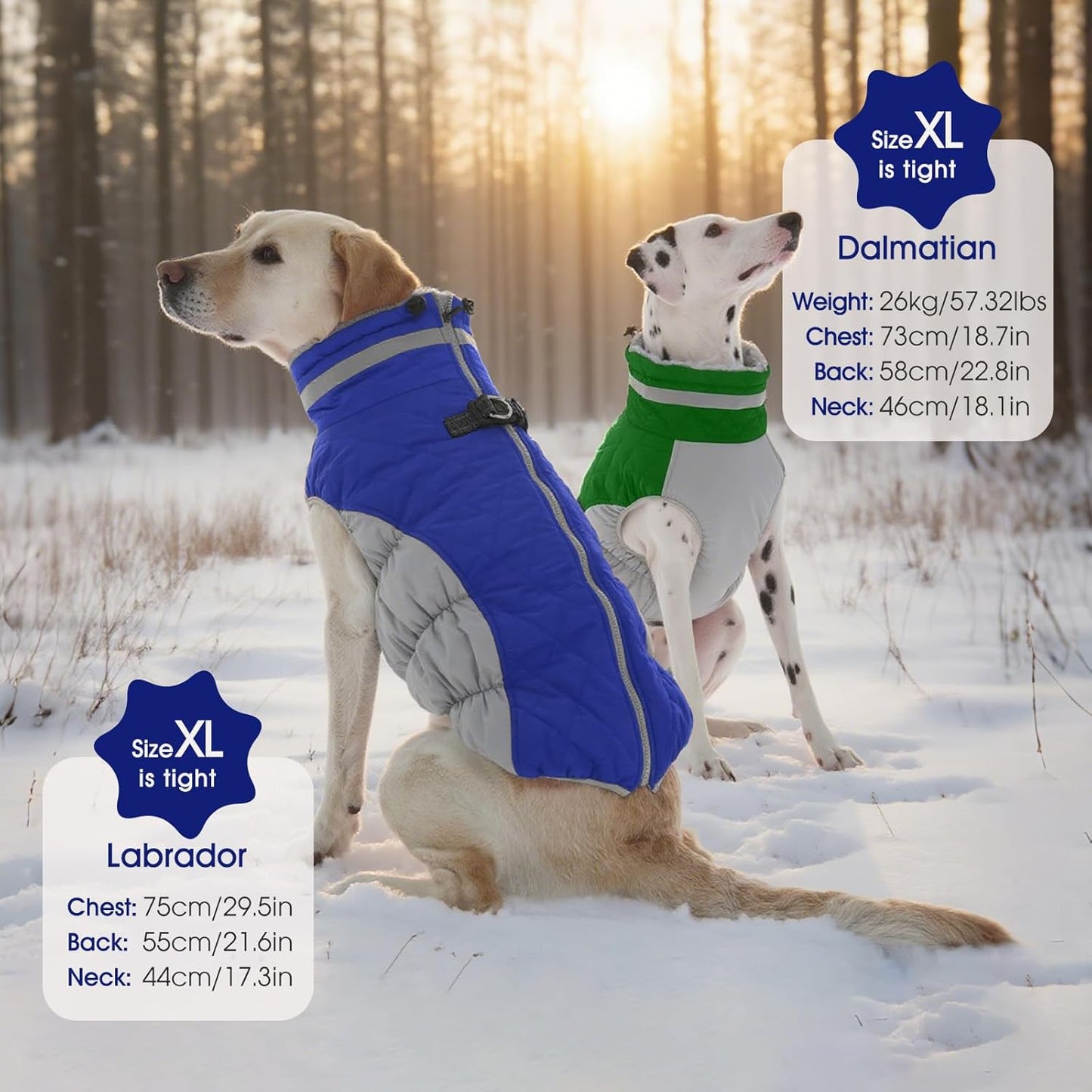 FUAMEY Dog Coat for Large Dogs,Waterproof Dog Winter Jacket with Harness Built in Puppy Cold Weather Coats Reflective Pet Vest with Zipper Warm Fleece Dogs Snowsuit Windproof Blue XXL