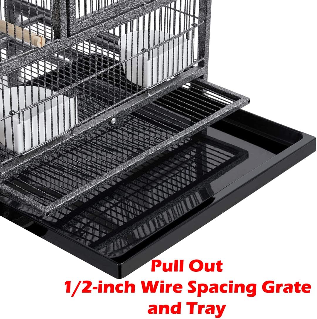 Combo Stacker Center Divided Breeder Breeding Bird Flight Double Rolling Cage for Aviaries Canaries Cockatiels Lovebirds Finches Budgies Small Parrots (BlackVein, One Stacker Without Stand)