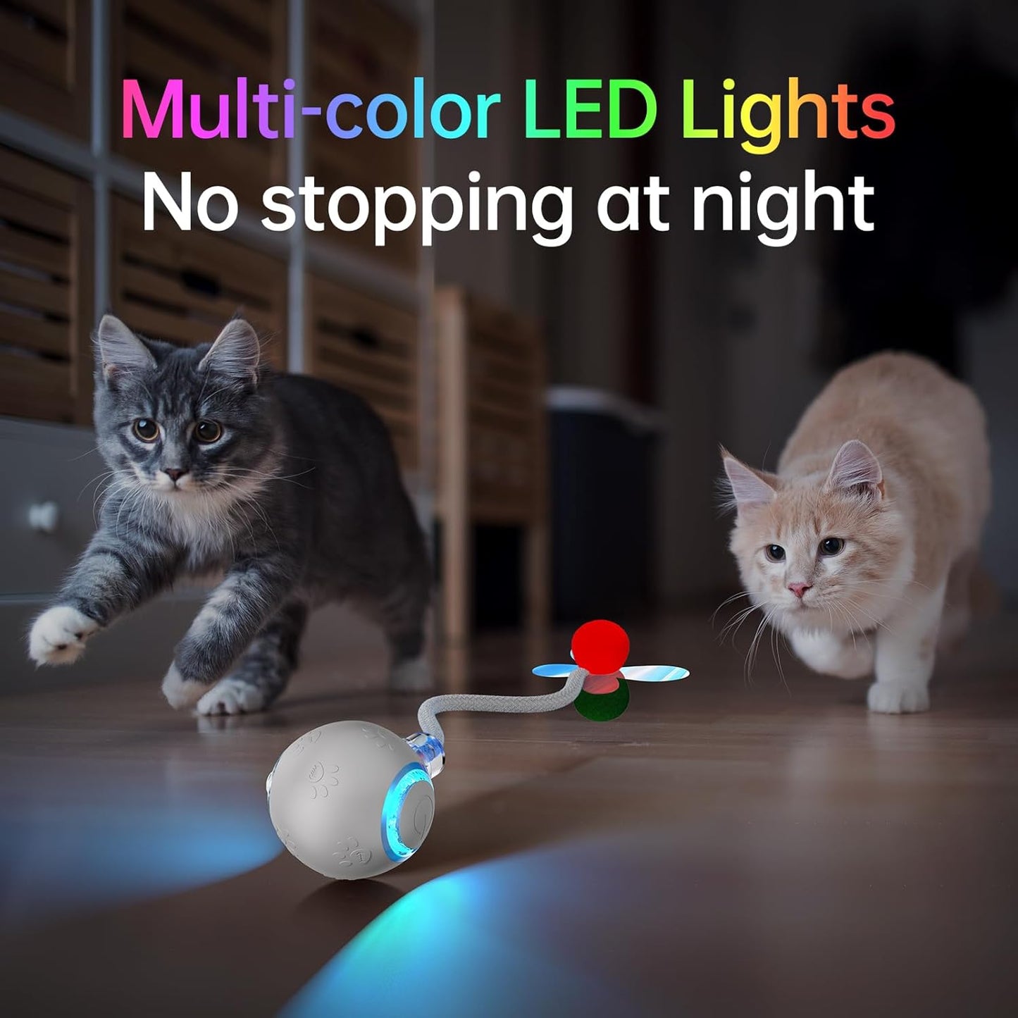 Interactive Cat Toys for Indoor Cats - Kitten Toy with Speedy Tail 2.0, Automatic Cat Toys for Bored Indoor Adult Cats, Motion-Activated, 2025 New Upgraded, USB Rechargeable (Grey)