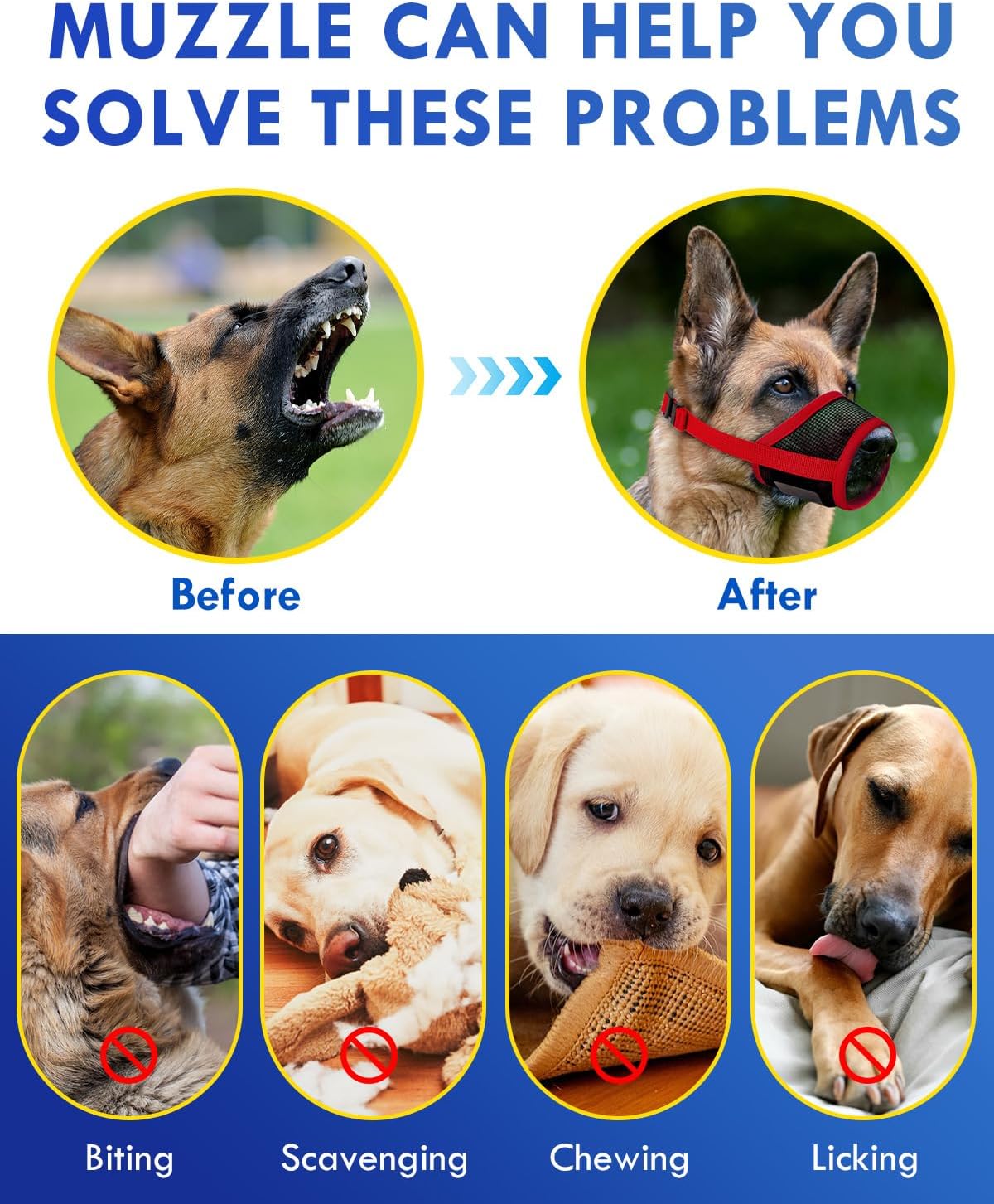 Dog Muzzle, Soft Air Mesh Muzzle for Small Medium Large Dogs Anti Biting Barking Chewing, Breathable Drinkable Adjustable Loop Pets Muzzle for German Shepherd Husky Labrador Retriever (Red,L)