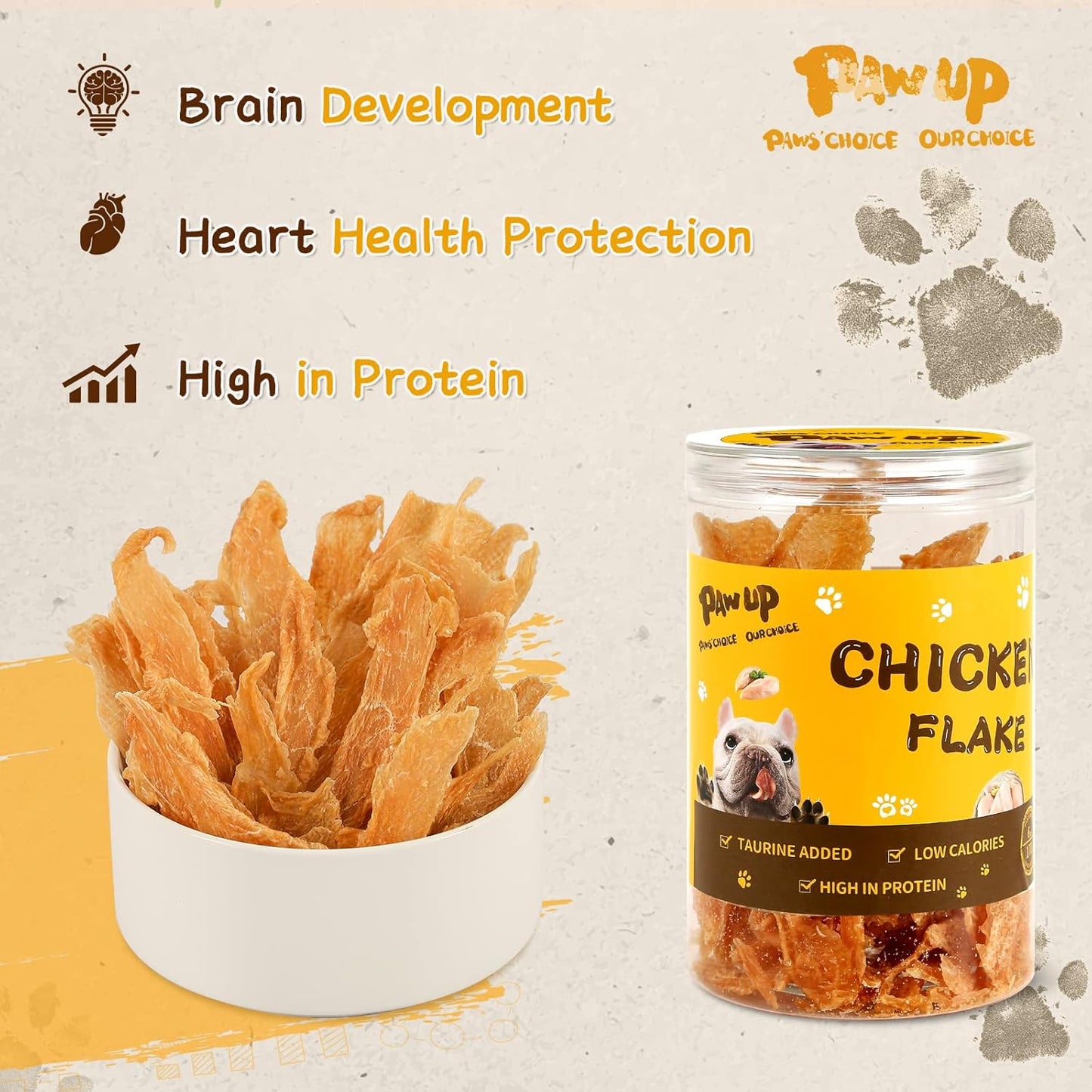 PAWUP Chicken Jerky Crisp Flakes for Dog Treats, 1% Taurine Added, 6oz (170g), Chip Jerky, High Protein Chicken Dog Training Rewards, Rawhide-Free, Gluten-Free