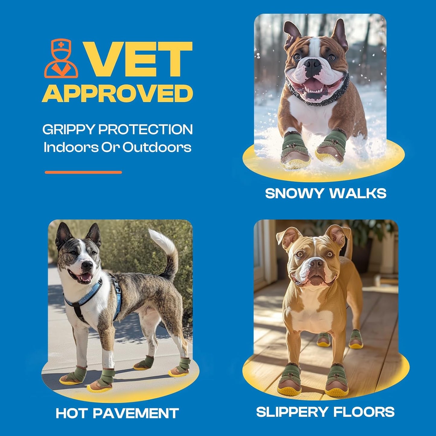 Dog Shoes for Small Dogs, Dog Boots & Paw Protectors for Hardwood Floors, Outdoor Dog Booties for Hot Pavement Winter Snow Hiking, Breathable Dog Shoes with Reflective Strips Size 1