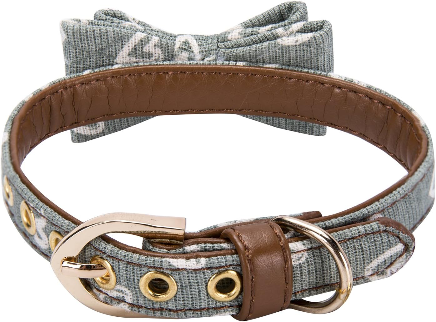 Puppy Collars for Small Dogs - StrawberryEC Adjustable Puppy Id Buckle Collar Leather. Cute Mint Love Dog Collar (Bow-Mint-Love)