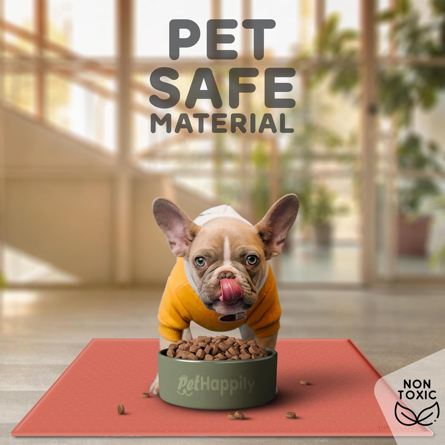 Dog Food Mat - 24x15 Raised Edges Dogs Mat for Food and Water Prevent Spill, Waterproof Cat Food Mats Protect Floors, Easy Clean Dog Bowl Mats for Food and Water, Silicone Pet Feeding Placemats