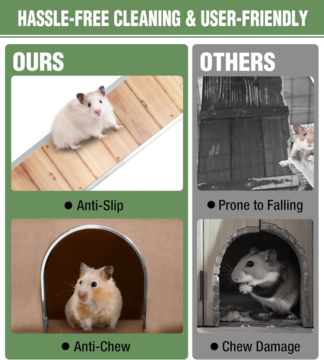 GUTINNEEN Guinea Pig Cage Rabbit Cage Indoor with Chew-Proof Edges, Clean Deep Tray, Leakproof PVC Layer, Small Animals Cage with Adjustable Legs - Natural Wood Color