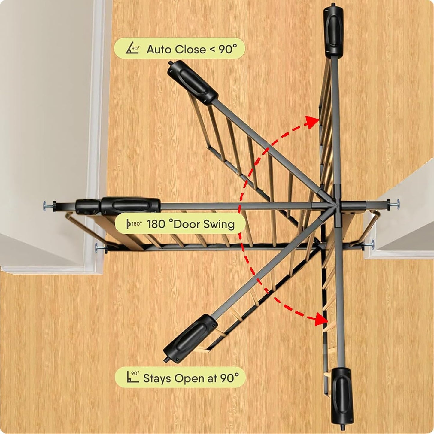 Extra Wide 62-67 Inch Baby Gates for Stairs, Doorways - No Drilling, Pressure Mounted Pet Gates for Kids & Dogs