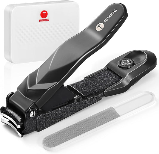 Nail Clippers for Men Women with Catcher,No Splash Ultra Sharp Professional Heavy Duty Nail Clipper,Adult Sturdy Fingernail Clipper & Toenail Clipper with Nano Nail File for Travel,Gifts