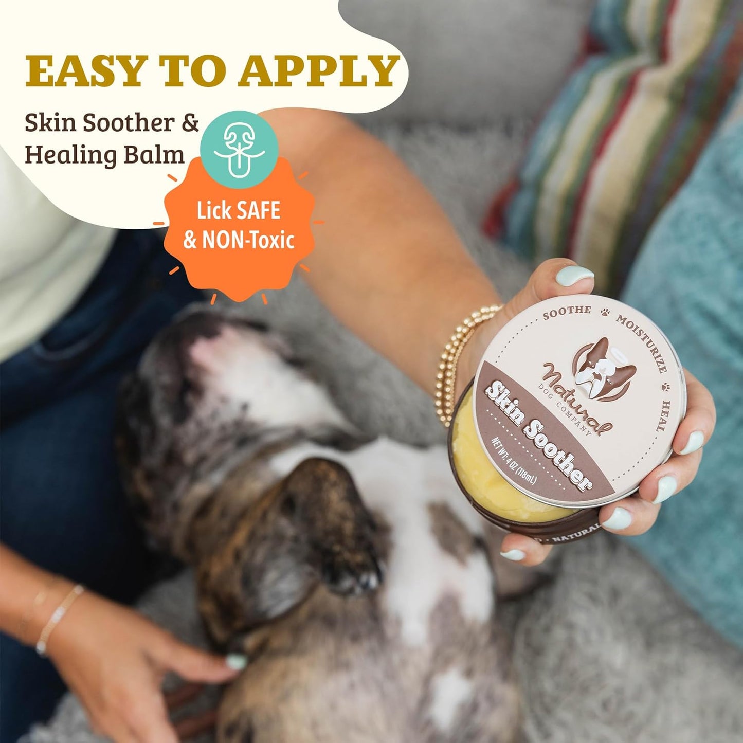 Natural Dog Company Skin Soother Balm, Protects from Hot Spots, Itching & Irritation Relief, Allergy Lotion, Dog Moisturizer & Rash Cream with Coconut Oil & Vitamin E for Pets (4 oz Tin)