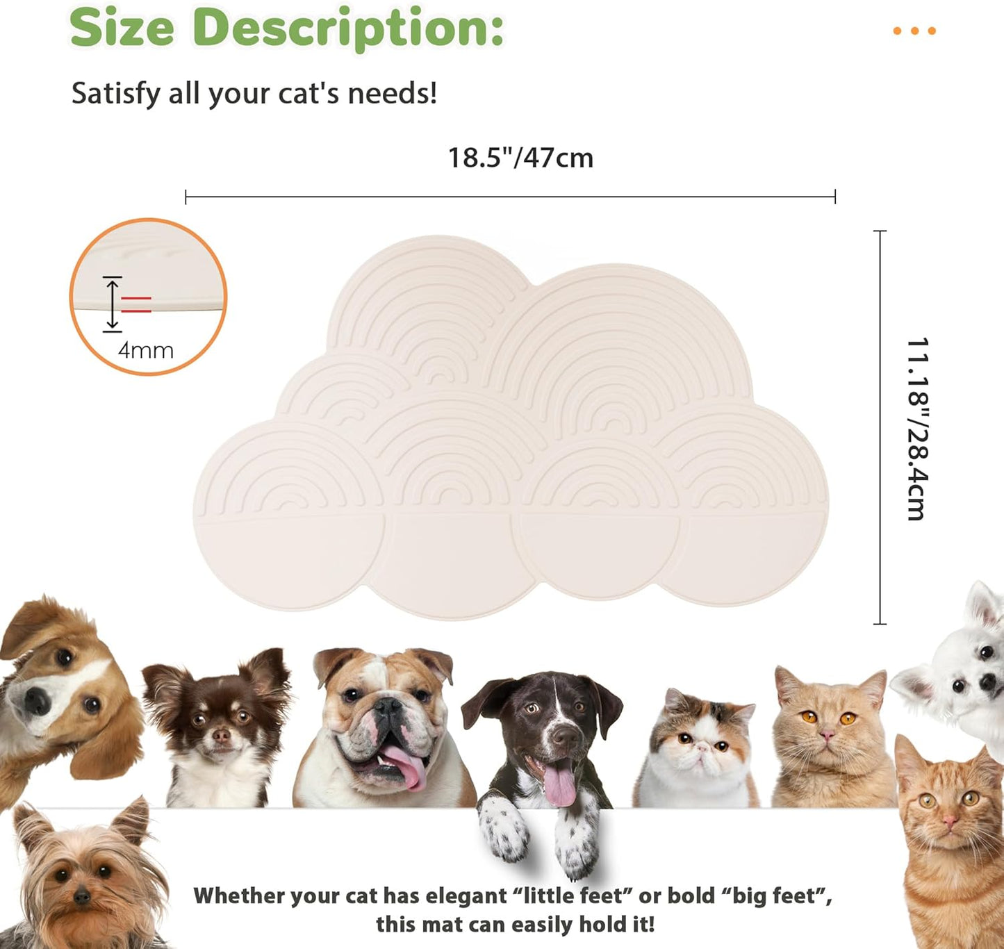 Li&Zhao Dog Food Mat - Cloud Cat Food Mat Pet Food Mat Dog Bowl Mat Waterproof Pet Mats for Food and Water for Floors Waterproof(Beige)