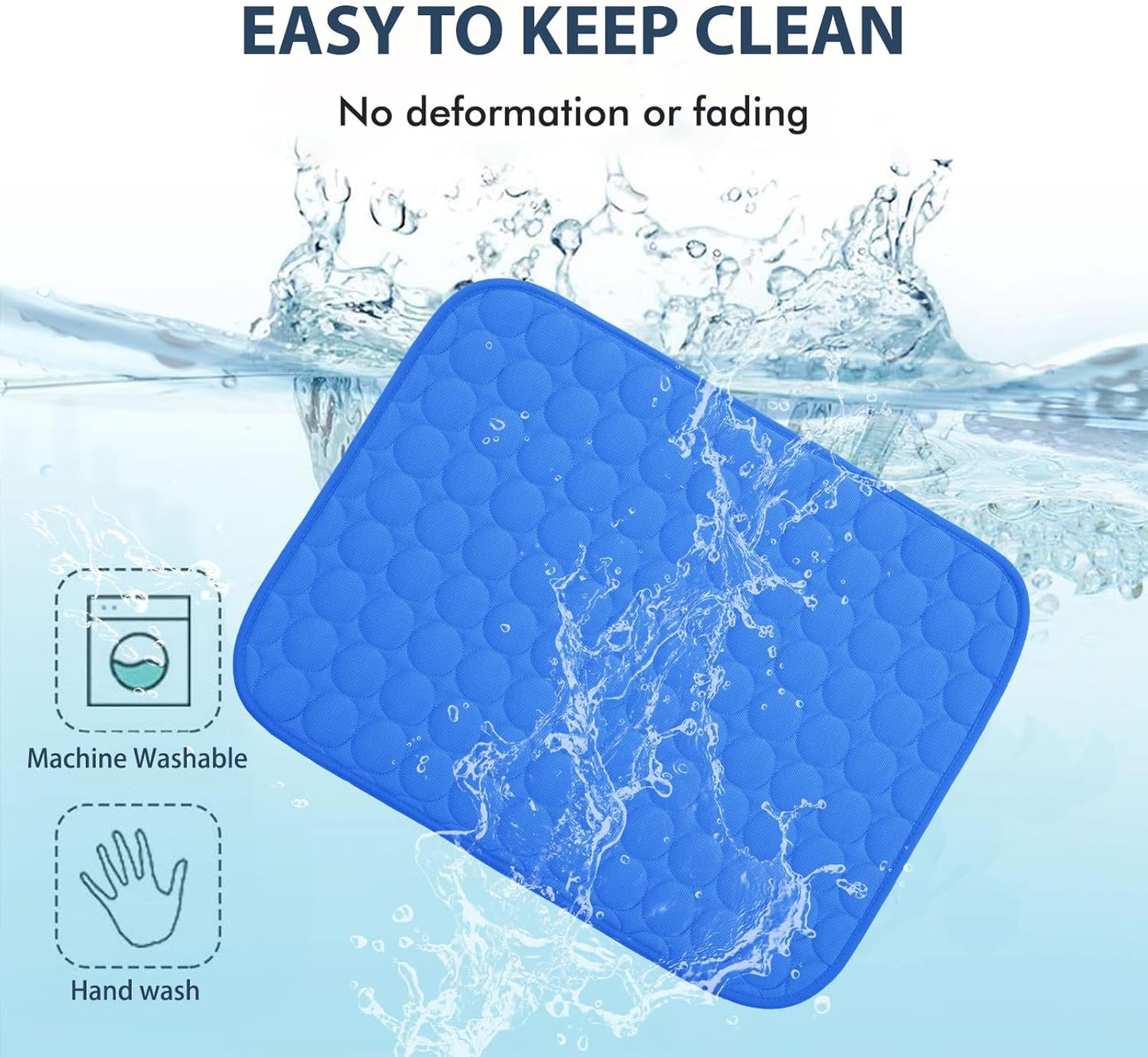 MICROCOSMOS Summer Cooling Mat & Sleeping Pad- Water Absorption Top, Materials Safe, Easy Carry, EZ Clean. Keep Cooling for Pets, Kids and Adults.(Navy Blue, 48" x48")