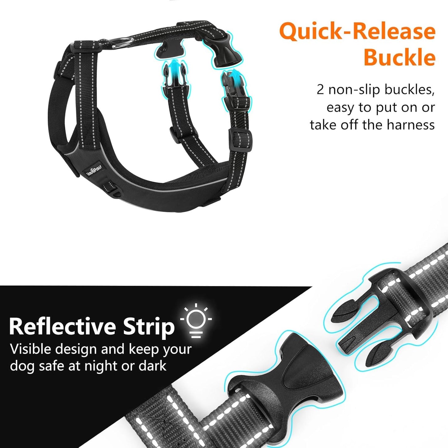 Dog Seat Belt Harness for Car, Dog Car Harness Adjustable Mesh Breathable & Dogs Seatbelt Safety Tether with Elastic Bungee for Small Medium Large Pets(Carbon Black, XL)