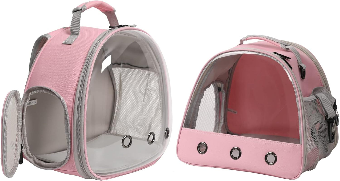 Bearded Dragon Carrier, Lizards & Small Animal Travel Carrier for Sugar Glider, Hedgehog, Rat, Parrot, Bird & Guinea Pig - Portable, Two-Pig Pink Carrier