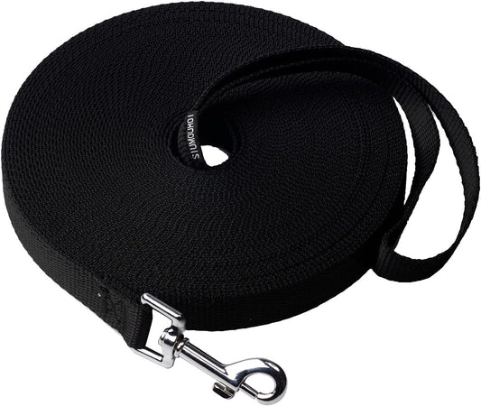 Dog/Puppy Obedience Recall Training Agility Lead -15ft 20ft 30ft 40ft 50ft Training Leash - Great for Play, Camping, or Backyard - Black 50ft