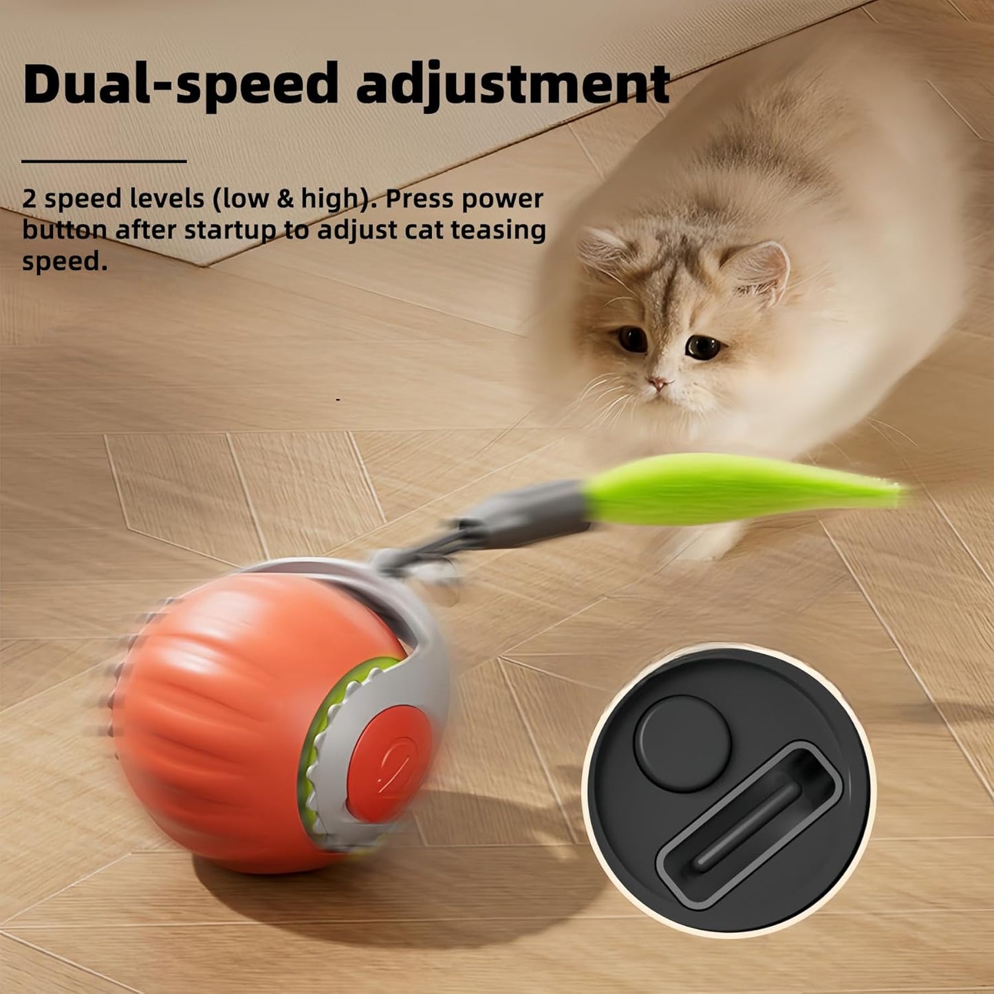 Upgraded speedy tail 2.0 cat toys Indoor Cat Interactive Toy: Sensor Cat Teasing Ball, Pet Electronic Chasing and Exercise Toy, Specially Designed for Bored Cats, Two Modes & One-Click Switching
