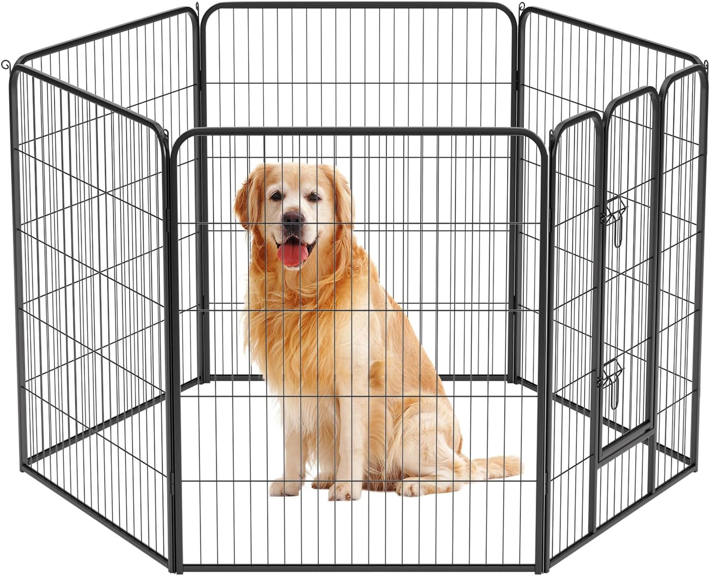 BestPet Dog Playpen Indoor 40 inch 6 Panels Metal Dog Pen Pet Dog Fence Outdoor Exercise Pen with Doors,Pet Puppy Playpen for RV Camping Yard, Black