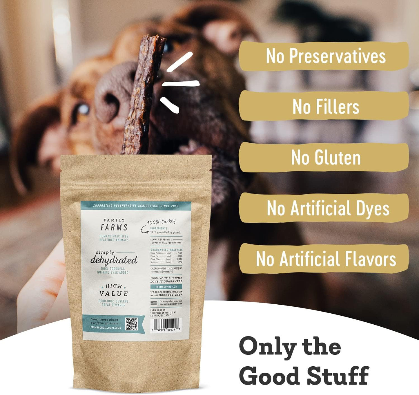 Farm Hounds - Turkey Gizzards - Premium Natural Jerky for Dogs - 100% Humanely Raised Turkey - Break-to-Size - Great for Training & Treats - No Added Fillers - Made in USA - 4oz - 2 Pack