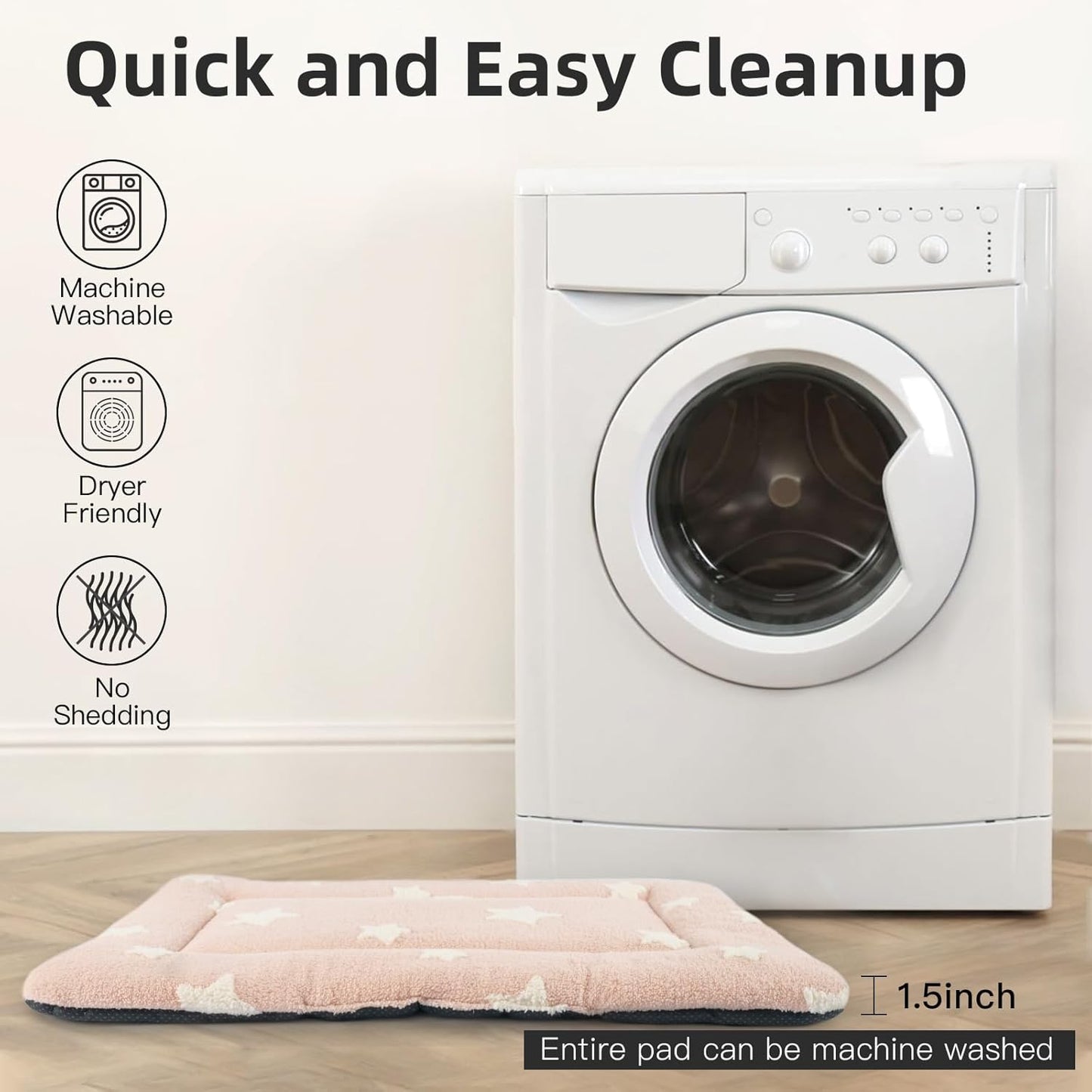 Mora Pets Dog Crate Pad Kennel Dog Bed Mat for Medium Dogs Washable Cute Star Pet Bed for Cage Ultra Soft Flat Puppy Cat Kitten Cushion for Sleeping Anti-Slip Pink 30 x 19