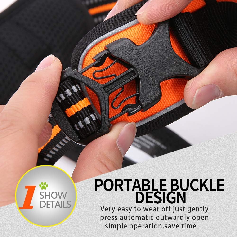 Truelove No Pull Dog Harness with Easy Control Handle and 2 Leash Attachments,Reflective Adjustable Pet Vest