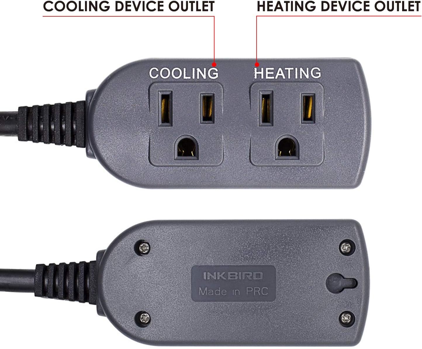 Inkbird ITC308 Freezer Thermostat Heating Cooling Plug Temperature Controller Outlet 110V 1200W Digital Temp Control for Greenhouse Heater Cooler Reptile Brewing Fermentation Kegerator Probe