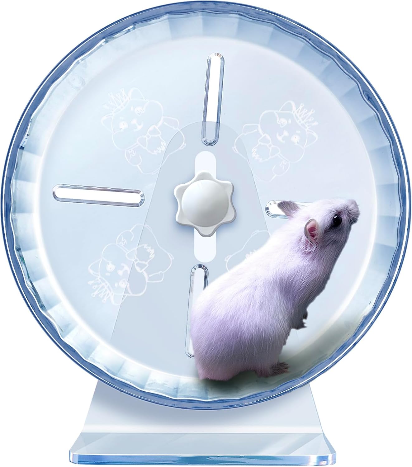 Silent Hamster Wheel, Super-Silent Hamster Exercise Wheels Accessories, Quiet Running Wheels, Adjustable Stand for Hamsters Mice Or Other Small Animals (Ф 7 inch,Transparent)