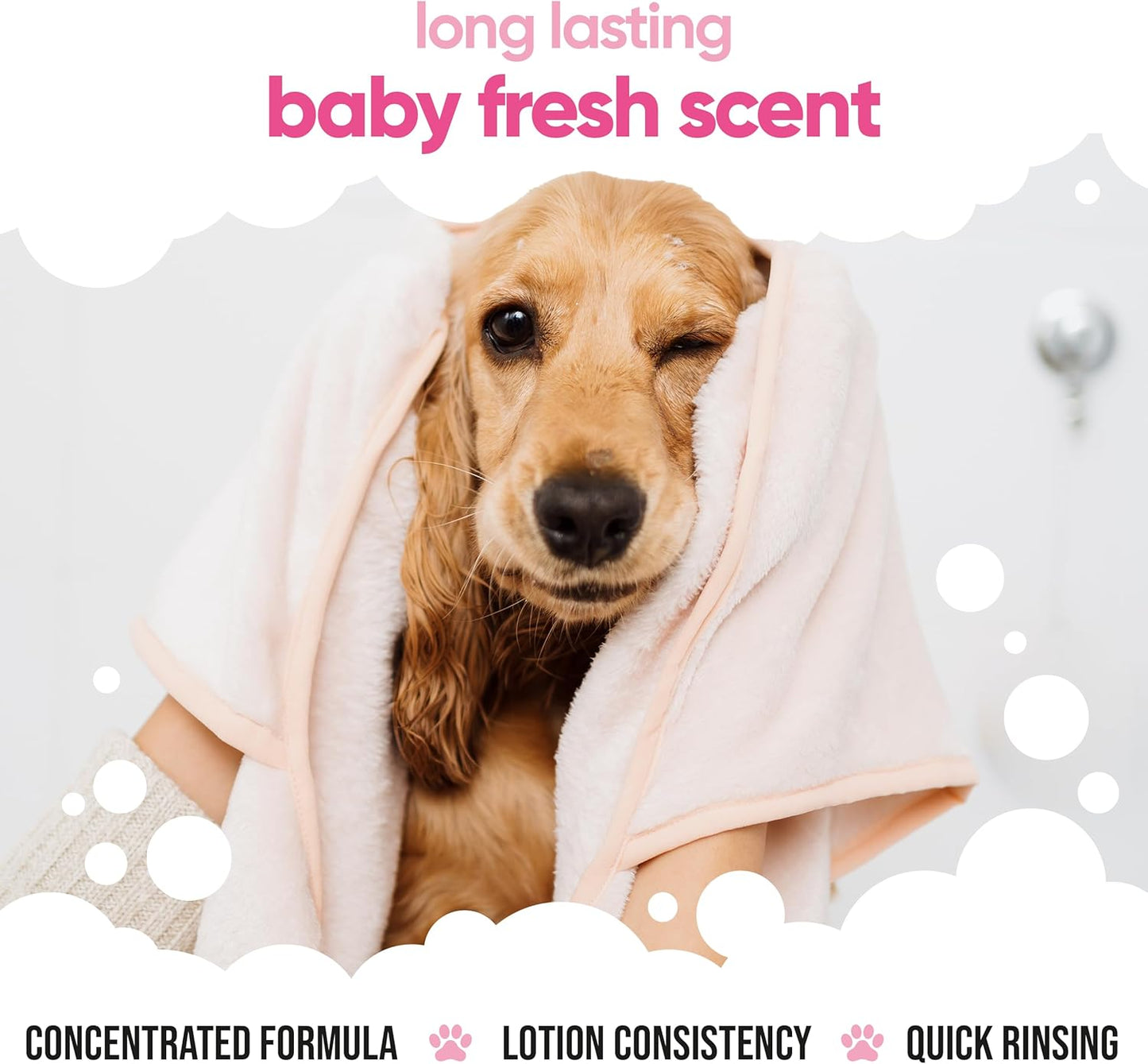 Baby Fresh Dog Conditioner (169.07oz) Made with Aloe Vera, Argan Oil & Pro Vitamin B5 to Detangle Matted Coats & Relieve Sensitive & Itchy Skin, Suitable for Puppies from 8 Weeks, Vegan