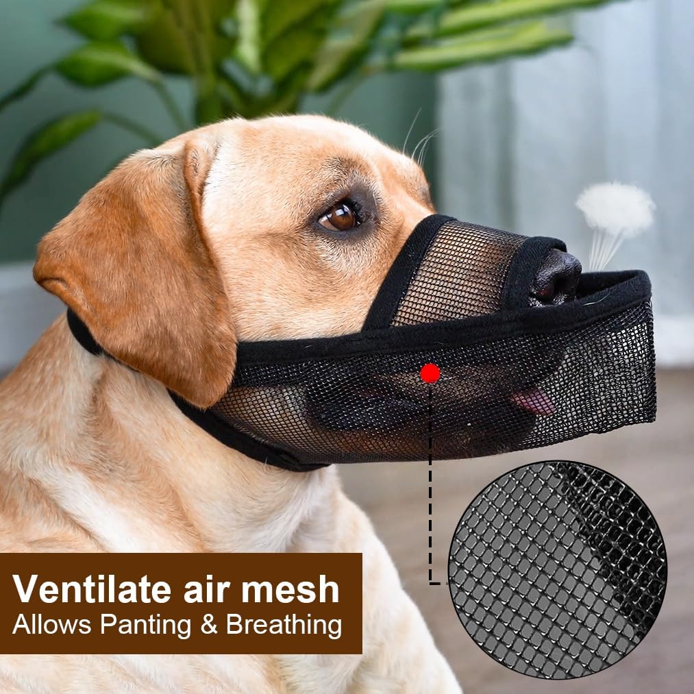 Crazy Felix Nylon Dog Muzzle for Small Medium Large Dogs Dachshund Beagle Poodle Labrador, Air Mesh Breathable and Drinkable Pet Mouth Guard for Anti-Biting Chewing Scavenging(S, Grey)