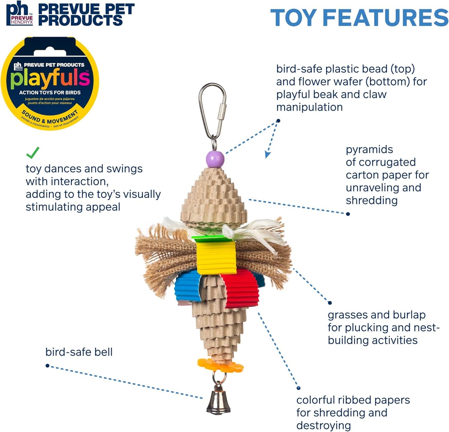 Prevue Pet Products Sound & Movement Mr. Mustache Bird Toy 62614