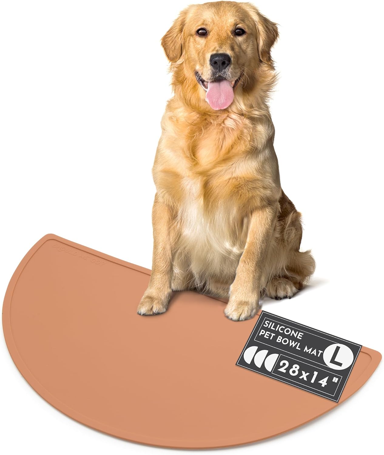 Waterproof Silicone Pet Food Mat - Non-Slip Spill-Proof Feeding Mats for Floors, Raised Edge Design Easy-to-Clean Rubber Mat for Dog & Cat Bowls, 28" Across x 14" Deep, Large-Terracotta