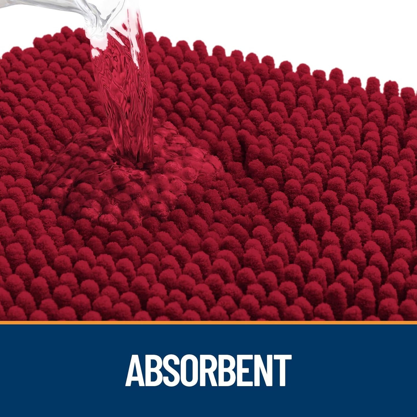 OLANLY Dog Door Mat for Muddy Paws 34x21, Absorbs Moisture and Dirt, Absorbent Non-Slip Washable Doormat, Quick Dry Chenille Mud Mat for Dogs, Entry Indoor Entryway Carpet for Inside Floor, Red