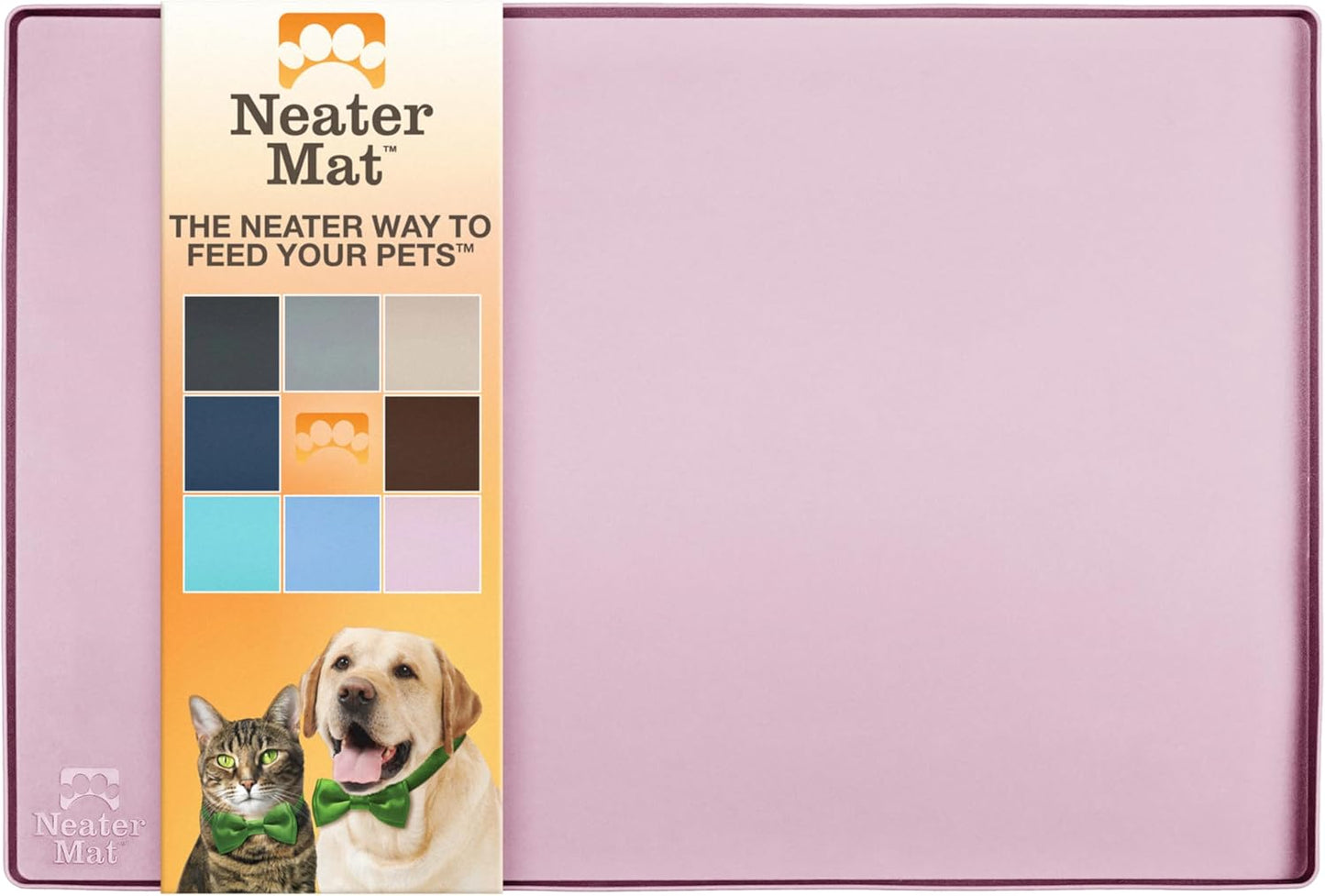 Neater Pet Brands Neater Mat Pet Mats for Food and Water, Cat & Dog Bowl Mat Waterproof Silicone, Feeding Tray, Dog Food Mats for Floors, Placemat w/Raised Edge for Under Bowls, 32" x 24", Light Pink