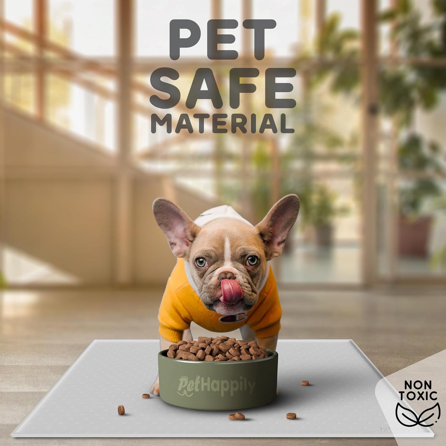 Dog Food Mat - Raised Edges Dogs Mat for Food and Water Prevent Spill, Waterproof Cat Food Mats Protect Floors, Easy Clean Dog Bowl Mats for Food and Water, Silicone Pet Food Tray