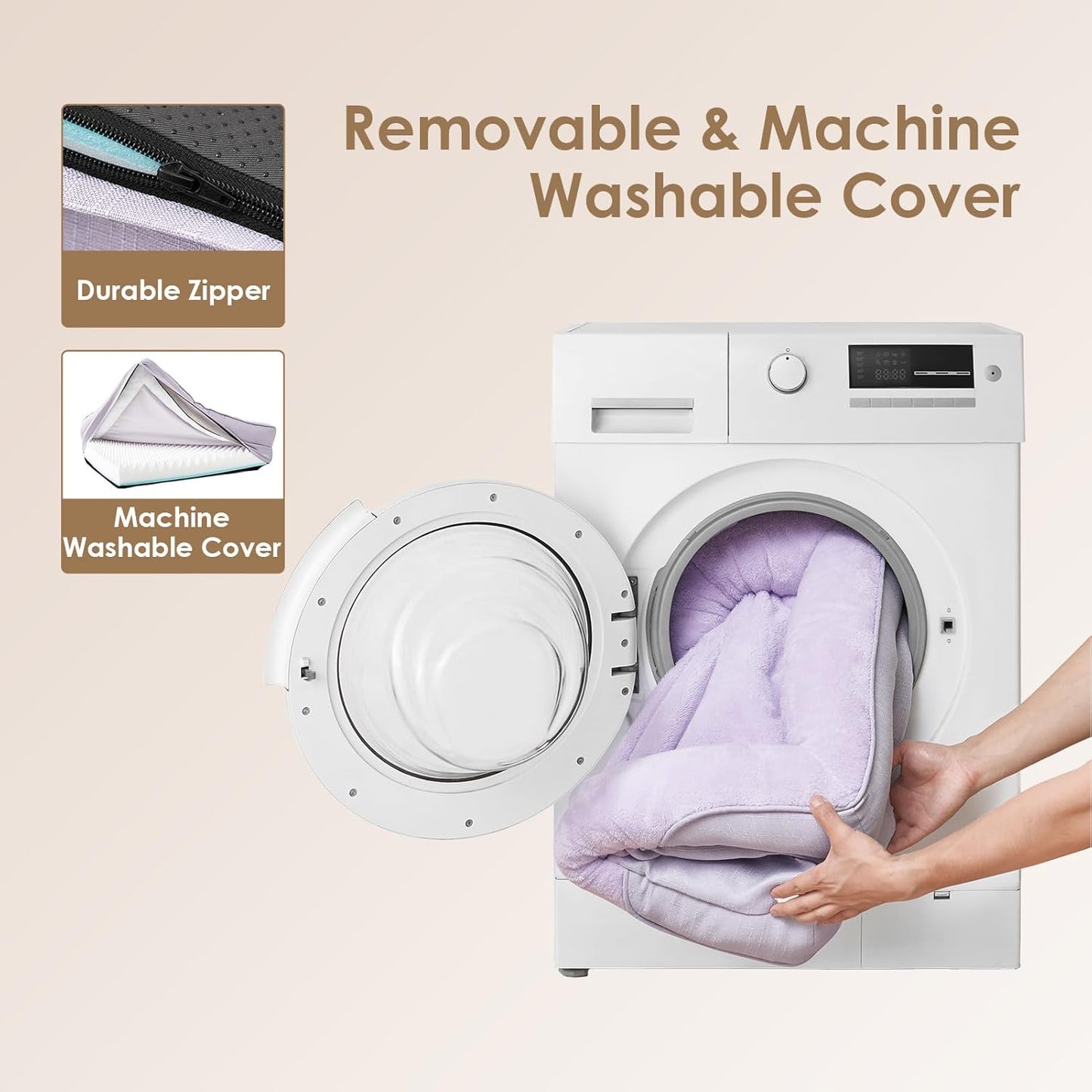 EHEYCIGA Memory Foam Dog Bed for Large Sized, Orthopedic Dog Sofa with Sides and Waterproof Liner, Washable Bolster Pet Couch with Removable Cover, 36x27x7 Inch, Purple