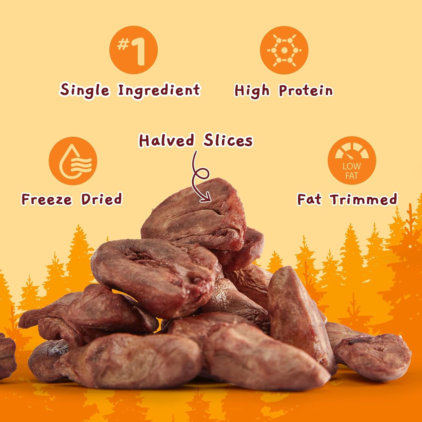 Jungle Calling Cat Treats & Dog Snacks, Freeze Dried Chicken Hearts Halves for Cats & Dogs, Single Ingredient Organ Meat, High Protein Pet Training Treats & Food Topper, 7.76 oz